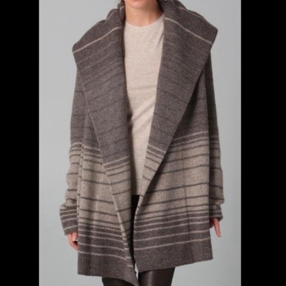 Vince Sophie Striped Wool Alpaca Cardigan | Medium